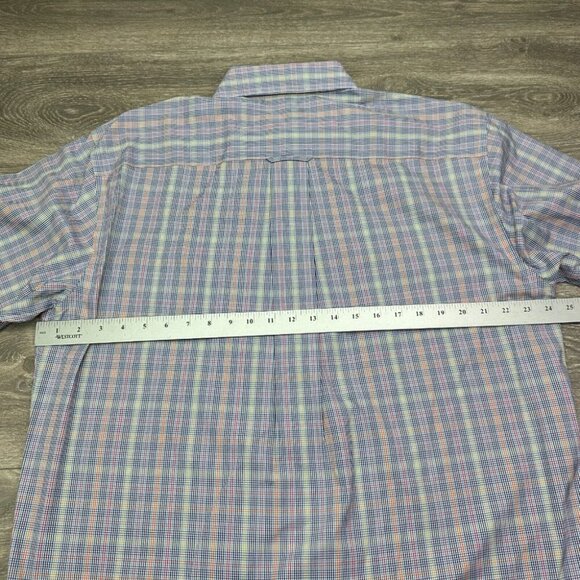 Orvis Dress Shirt Men's Large Blue Plaid Geometric Button Up Oxford Long Sleeve - Picture 9 of 14